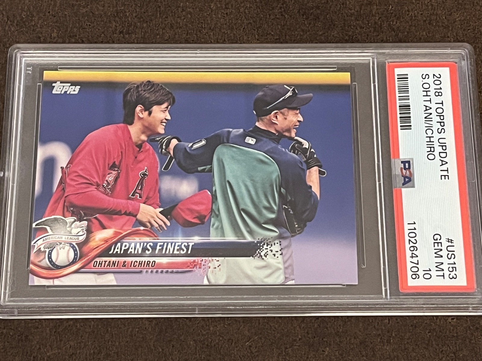 2018 Topps Update - #US153 Shohei Ohtani (RC)/Ichiro GEM MT PSA 10 (Set Break) view 1
