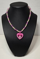 Disney Minnie Mouse Multicolored Beaded 14" Necklace Heart-Shaped Pendant