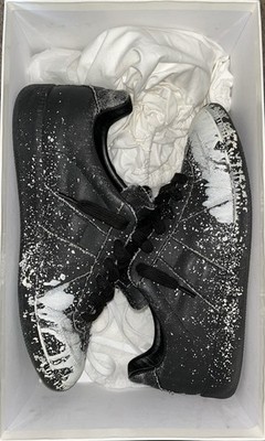 Maison Margiela Replica Paint Splatter Black/White Canvas Army Trainers