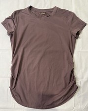 Calia by Carrie Underwood Women's Large Brown Short Sleeve Ruched Sides Shirt