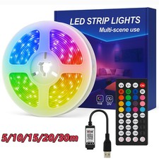 LED Strip Lights 5-30m USB Bluetooth Remote RGB 5050 Tape for Kitchen Cabinet TV
