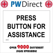SIGN Press Button For Assistance Office Workplace Automatic Electric Help GE180P