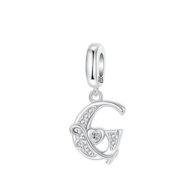 925 Sterling Silver Letter Charms Fit for Charms Bracelet and Necklace Alph - 08