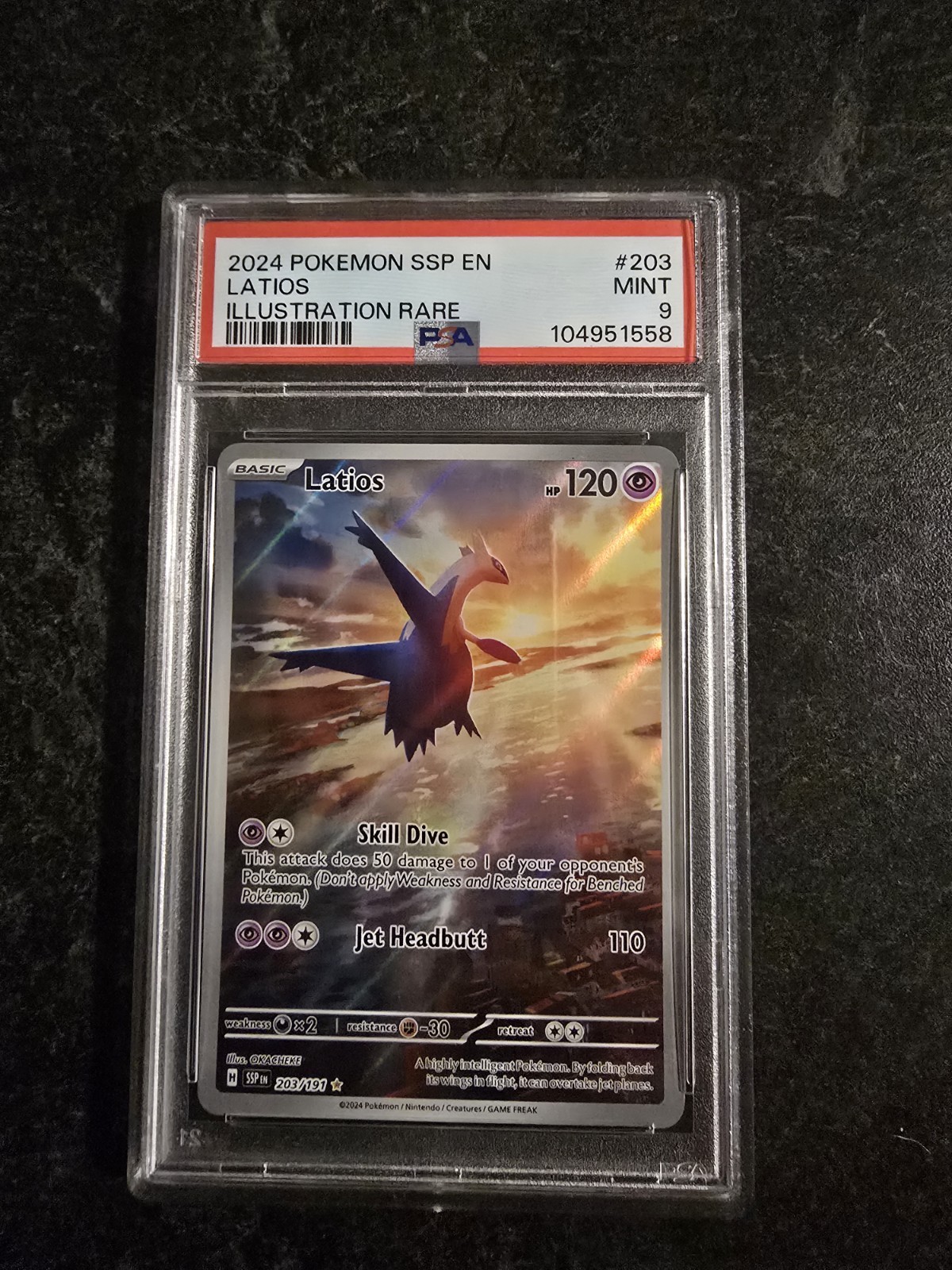 2024 Surging Sparks Latios Card 203/191 IR PSA 9