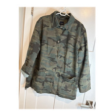 GAP Womens Green Camouflage Military Button F...