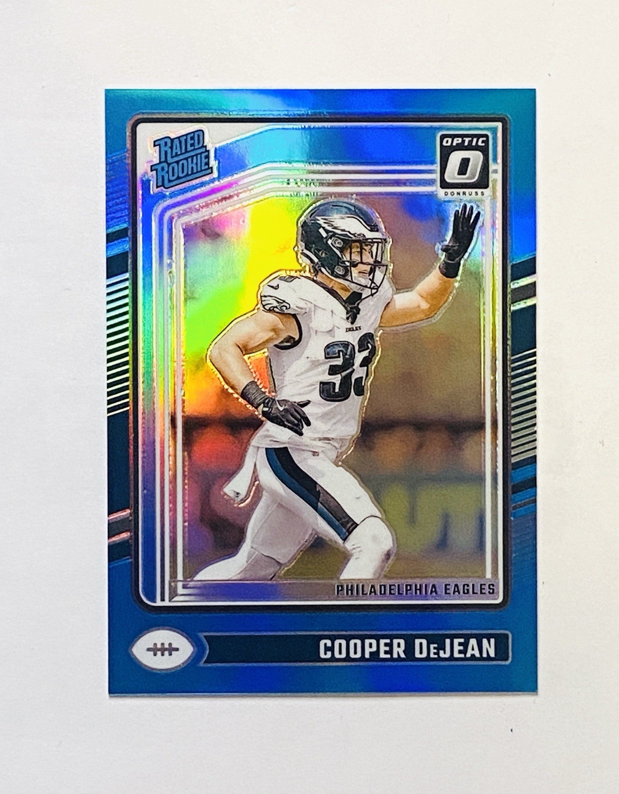 2024 DONRUSS OPTIC 221 COOPER DeJEAN RATED ROOKIE AQUA /299 EAGLES