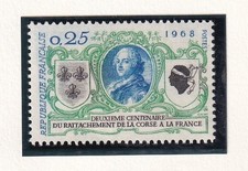🦬Timbre France N°1572 - Luxe ** Rattachement de la Corse -  MNH** - 1968🦬