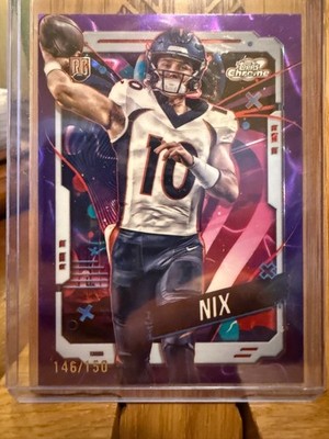 2024 Topps Cosmic Chrome Bo Nix Purple Nebula Refractor /150 #127 (RC)