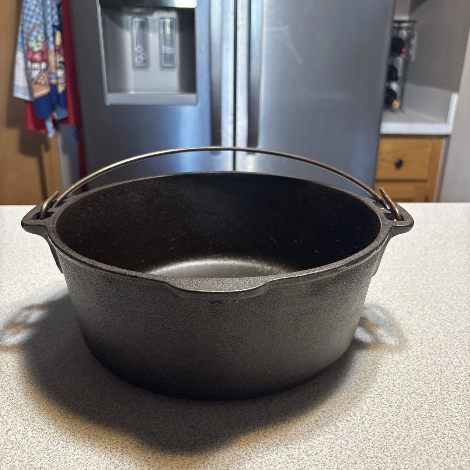 Dual Logo Wagner Ware Griswold Dutch Oven 5 Qt. Wire Handle No Lid Restored