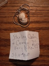 Beautiful Antique/Vintage Italian Sterling Silver Hand-Carved Cameo Necklace