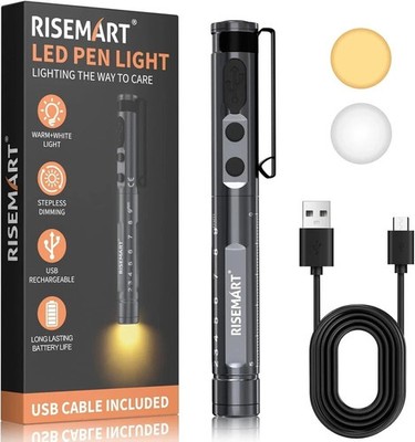 RISEMART Pen Light for Nurse, Rechargeable LED Medical Penlight, Warm/Cool White
