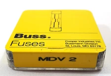 Pack of 5 Bussmann MDV2 250 Volt 2 Amp Pigtail Slow Blow Glass Fuses