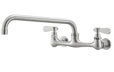 BWE Wall Mount Kitchen Faucets with 12" Swivel 12 Inch Spout, Brushed Nickel