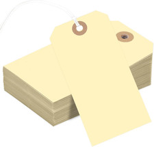 150PCS Blank Shipping Tag, 4 3/4 X 2 3/8 Inches Manila Label Tags with String Re