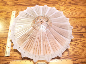 OLD Glass Lamp 14" Shade Art Deco FROSTED Sunflower Antique Light FANCY SEE PICS