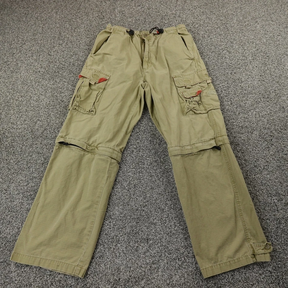 VTG American Eagle Pants Mens 30X32 Beige Cargo Military Paratrooper Grunge Y2K - Image 2 of 4