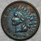 XF-AU 1886 Type 1 Indian Head Cent, Well-Detailed specimen.