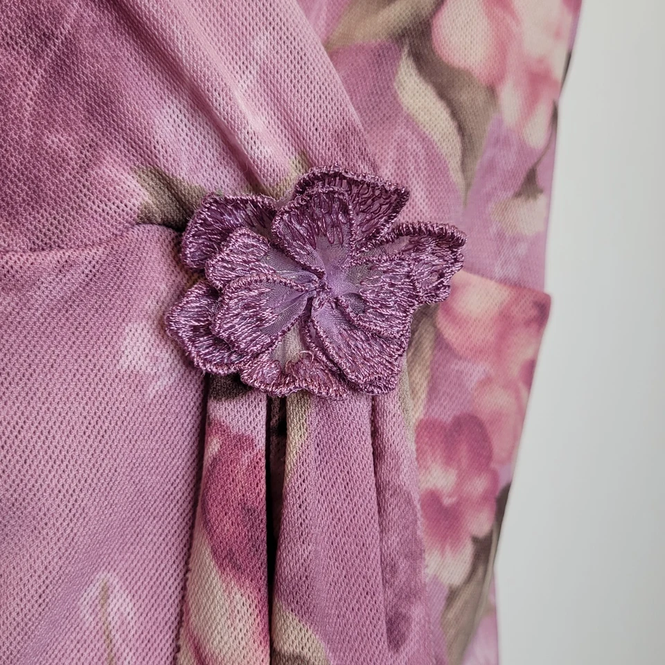 Vtg Y2K Express Babydoll Mesh Tank Top S Mauve Floral - Image 3 of 4