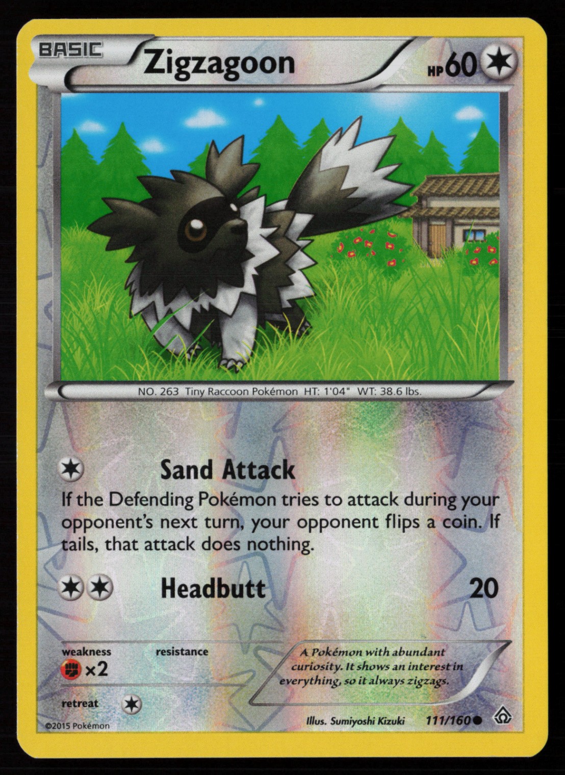 Zigzagoon 111/160 Reverse Holofoil Pokemon TCG XY - Primal Clash LP