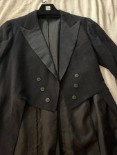 Vintage 1940s Tuxedo Tailcoat Mens Black Wool grosgrain facing