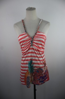 DESIGUAL JERSEY TANK TOP WOMEN SIZE L WOMAN CASUAL VINTAGE VISCOUS T-SHIRT