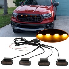 4x Smoked Raptor Style Amber Led Front Grille Running Lights Kit For Ford Ranger
