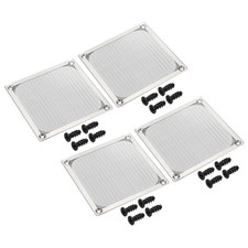 4Pcs 120mm Fan Filter Grills w Screw Aluminum Frame Stainless Steel Mesh Silver