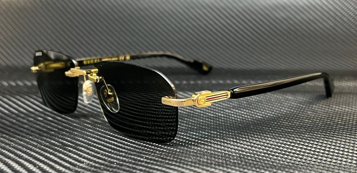 GUCCI GG1221S 001 Gold Black Men's 56 mm L Size Sunglasses
