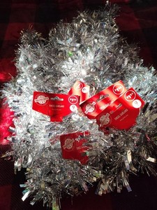 NOS Silver Tinsel Garland(5) Packages each 9ft!!! Great For Crafts!!! Wreaths!!!