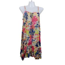 ASOS Womens Floral Babydoll Sundress Pink Blue Yellow Tiered Ruffle Size 6