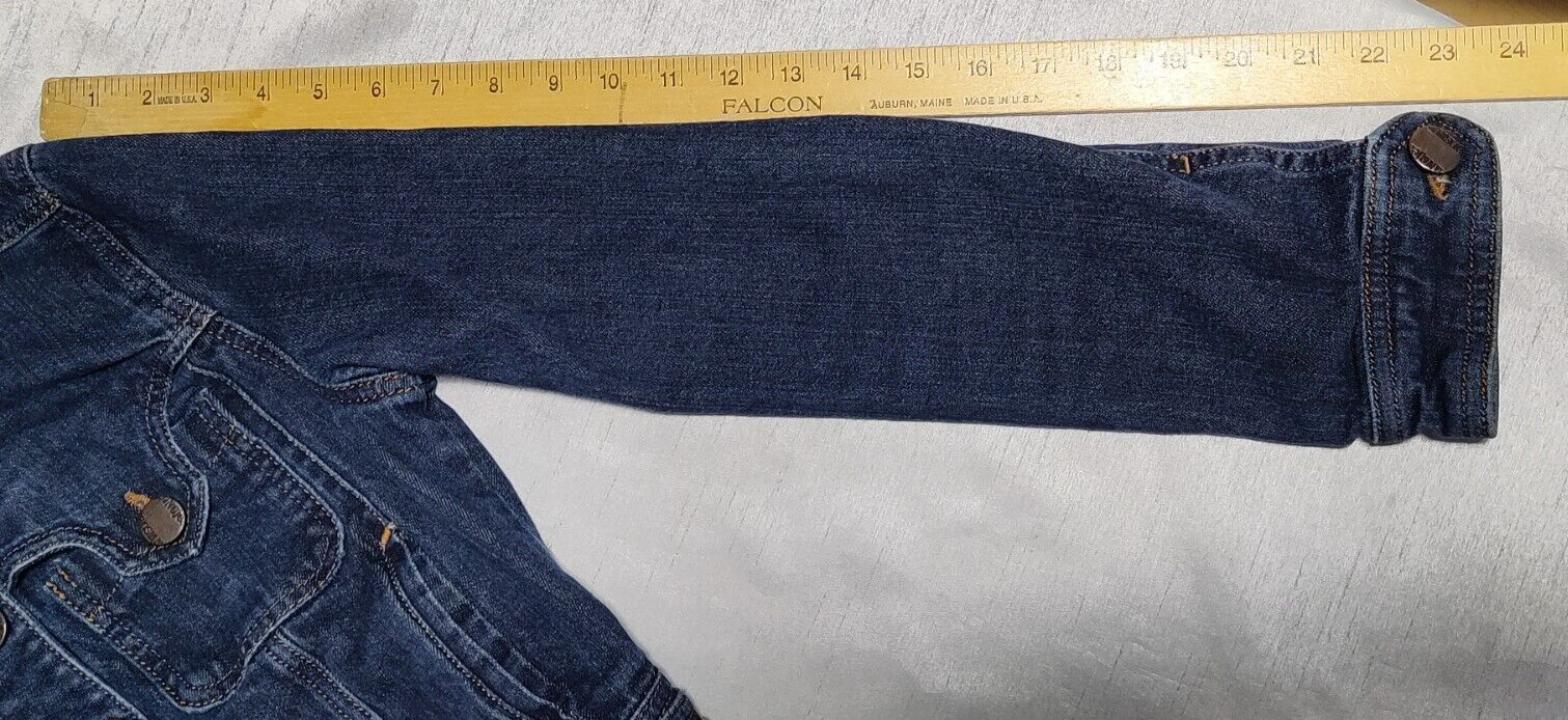 MANGO MNG JEANS Juniors Large Dark Wash Cropped Stretch Denim Jean Jacket thumbnail 13