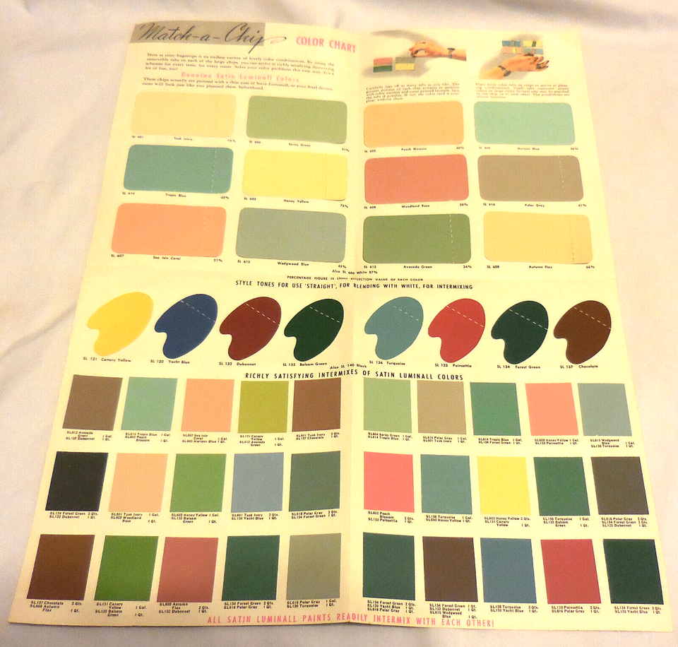 1953 ad Satin Luminall Scrubbable Match Chip Color Chart paint USA ...