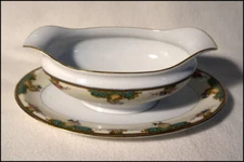 Noritake Lorenzo Art Deco Era Gravy Boat with Floral Accents  #C023