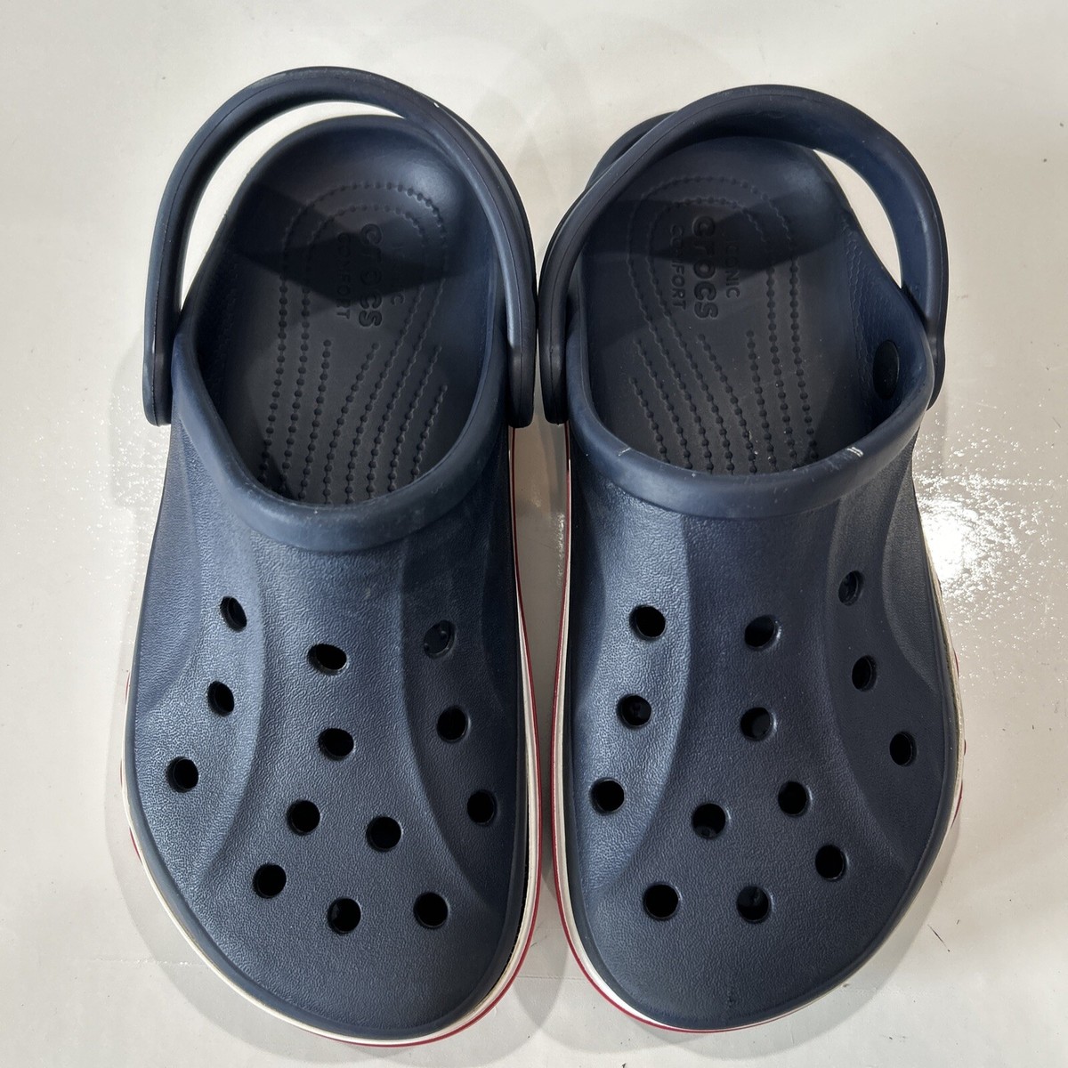 Crocs Adult Bayaband Clog Slip On Sandals White/Navy Men\'s Size 13 / Women\'s 15 Crocs Unisex Adult Bayaband Clogs White/Navy Size 10 Womens  main image 3
