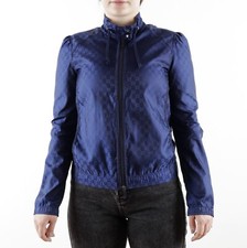 Women's Gucci Monogram Blue Lightweight Nylon Zip Jacket Size M