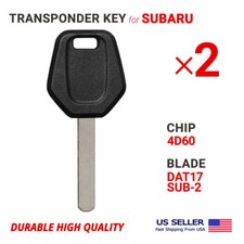 2X Transponder Key For Subaru DAT17 Chip 4D60...