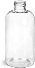 8oz. Clear Plastic PET Boston Round Bottles 24/410 CASE OF 280 UNITS .55 each
