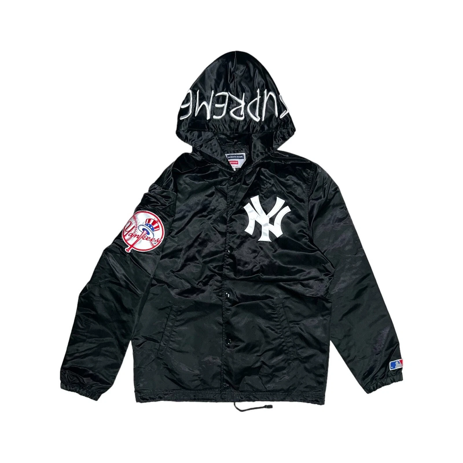 Veste d'entraîneur à capuche satin Supreme x Yankees MLB