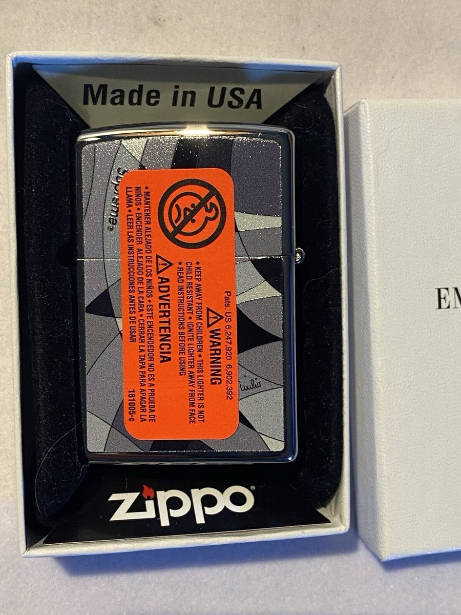 SUPREME EMILIO PUCCI ZIPPO DUSTY BLACK & GRAY NEW IN LOGO BOX