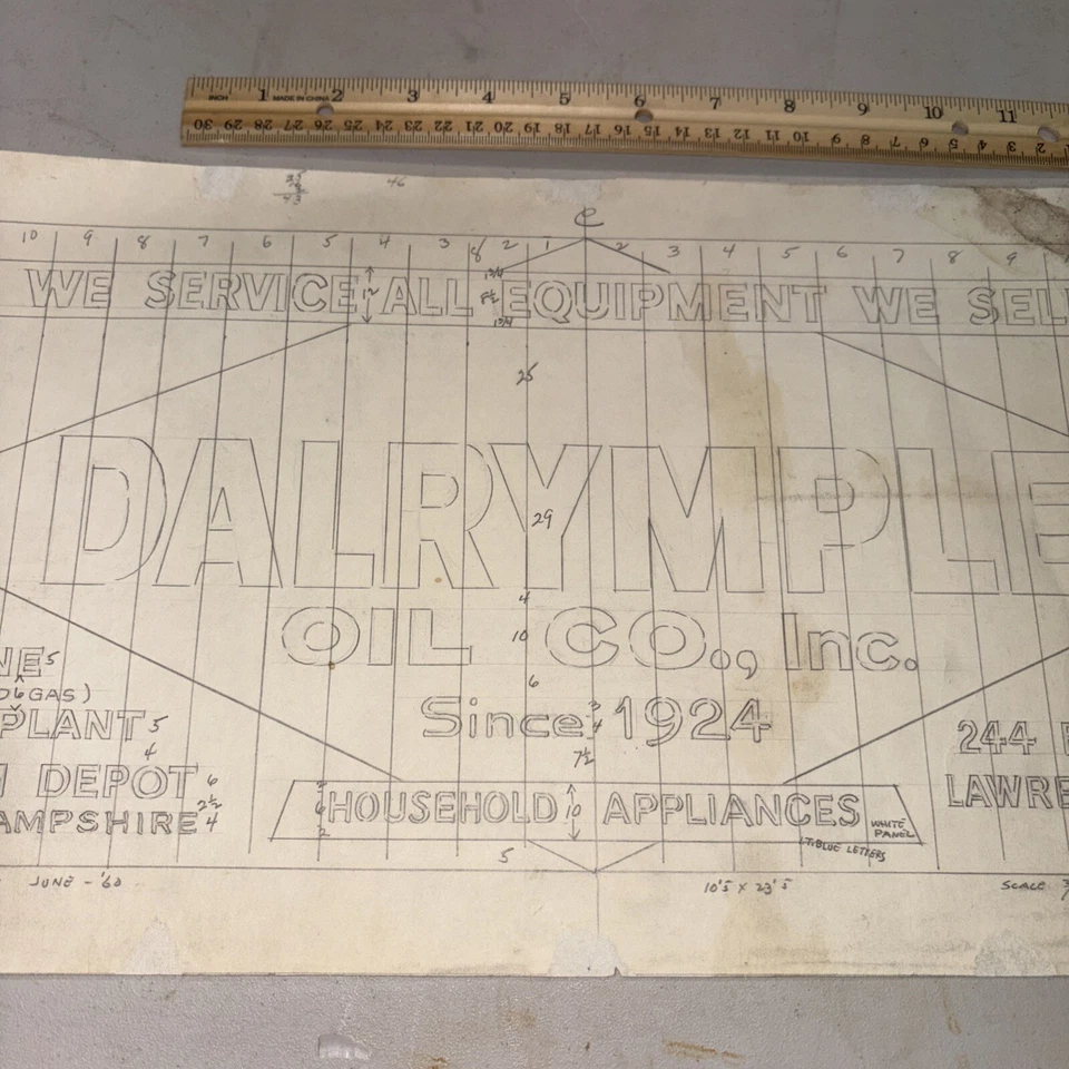 Muestra de anuncio de cartelera vintage 1960: aceite y propano Dalrymple Lawrence Massachusetts Foto 3 de 4