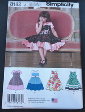 Simplicity Pattern 8182 Little Girls Dresses w/Sleeve Collar  Trim Options 3-8
