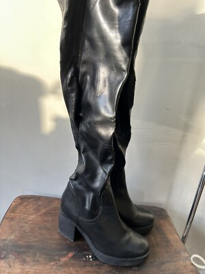 Knee High Asos Topshop Shoes Topshop ASOS Black Leather Over The