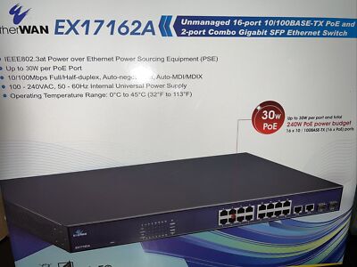 EtherWAN EX17162A unmanage 16 Port PoE and 2-port combo Gigabit