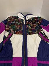 Women  s EAST WEST Vtg 90s Windbreaker Jacket Coat Retro Colorblock Spring Med.