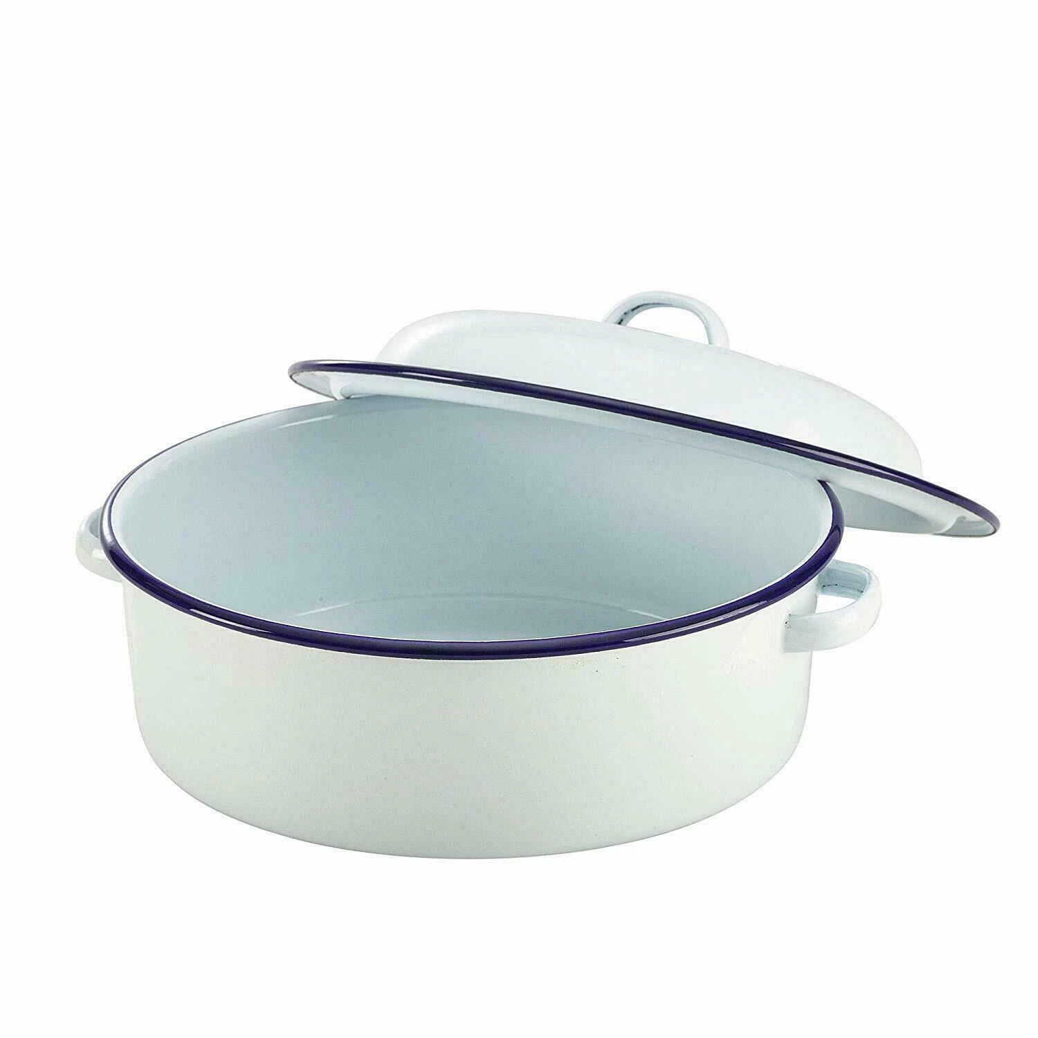 Enamel Roasting Non Stick Baking Roaster Oven Dish Pan With Lid 20cm Round