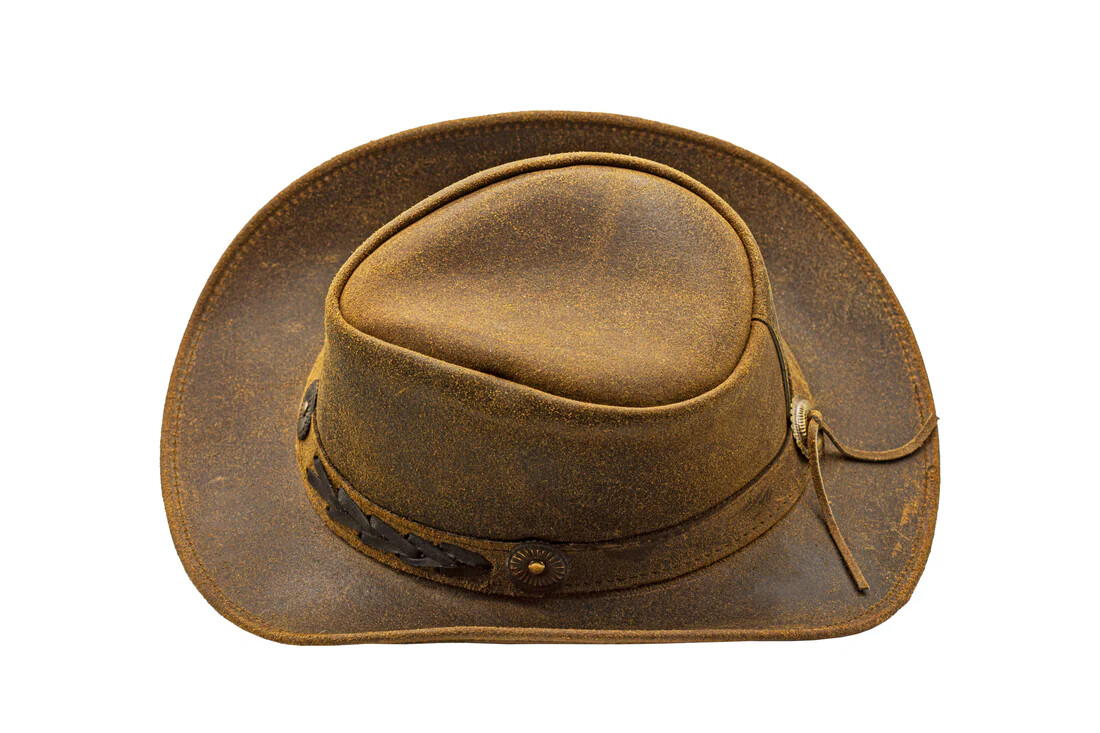 Distressed Brown Leather Cowboy Hat Western Concho Band  display picture 1