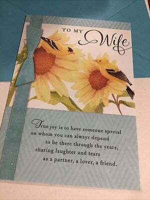 Happy Anniversary To My Wife Beautiful Large 5.5  X 8  Hallmark Greeting Card