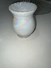 White Iridescent Fenton Vase
