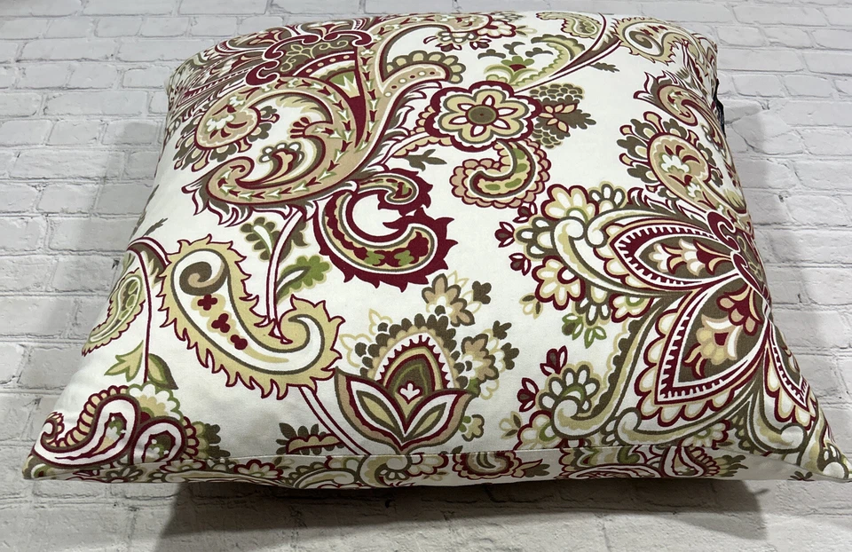 Mercer & Madison Home Decorative Pillow 20”x 20” Feather/Down Red Green Cream - Image 4 of 4