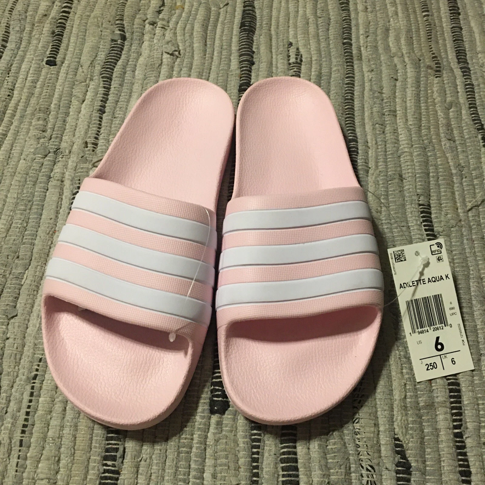 Adidas Adilette Aqua K scarpe da spiaggia ciabatte rosa chiaro FY8072 taglia 6 nuove